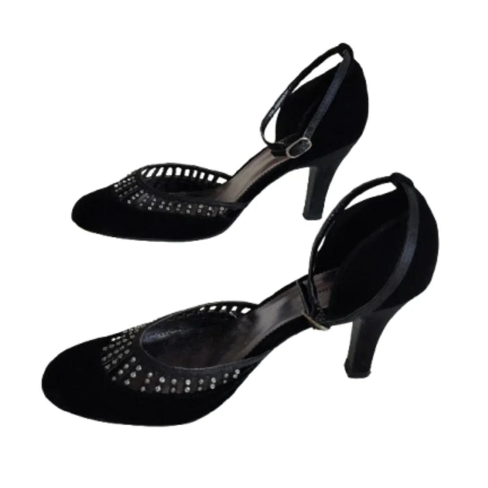 Predictions Black Studded Velvet Fabric Feel Dressy 3